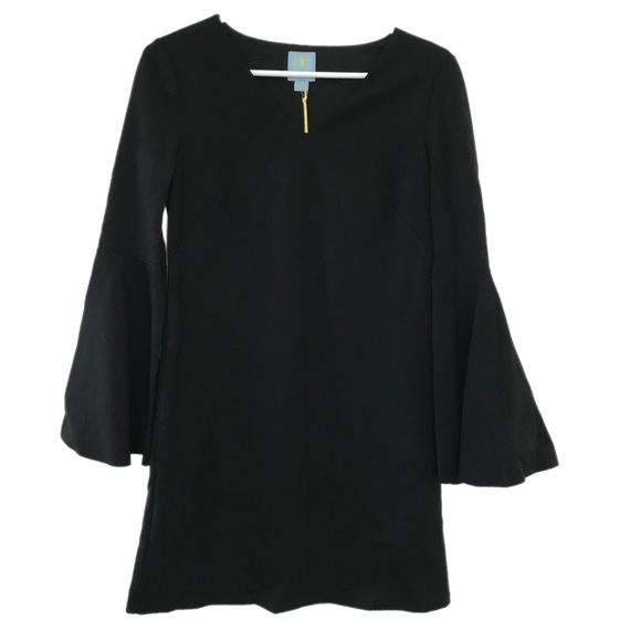 CeCe Black Midi Dress Flared Sleeves - Picture 2 of 6